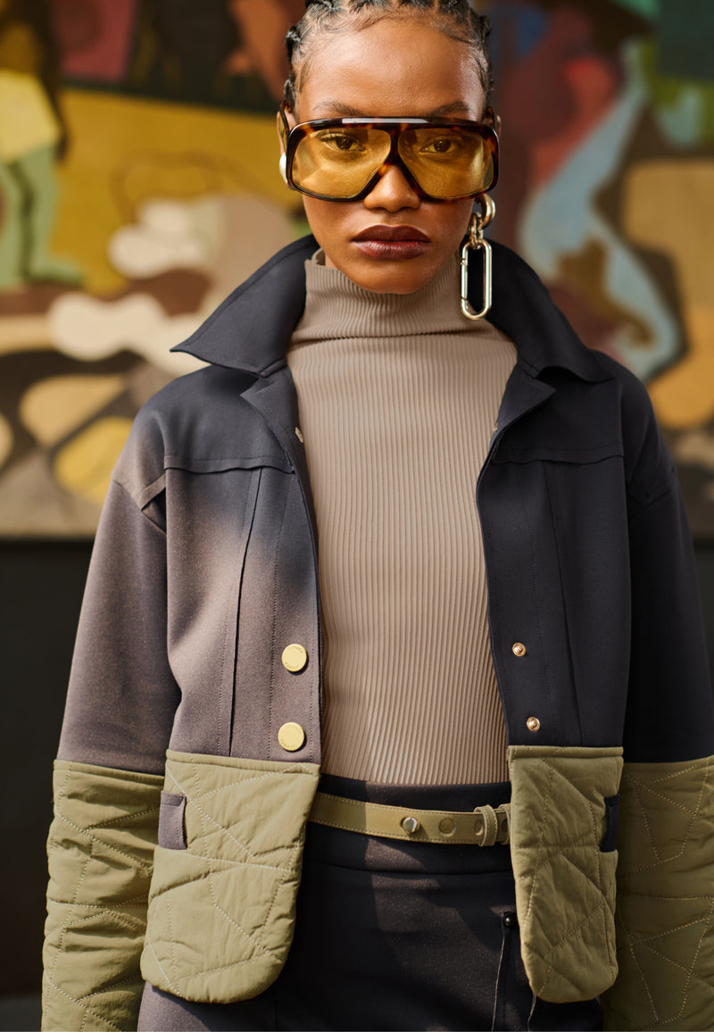 Jaqueta Bicolor com Matelassê