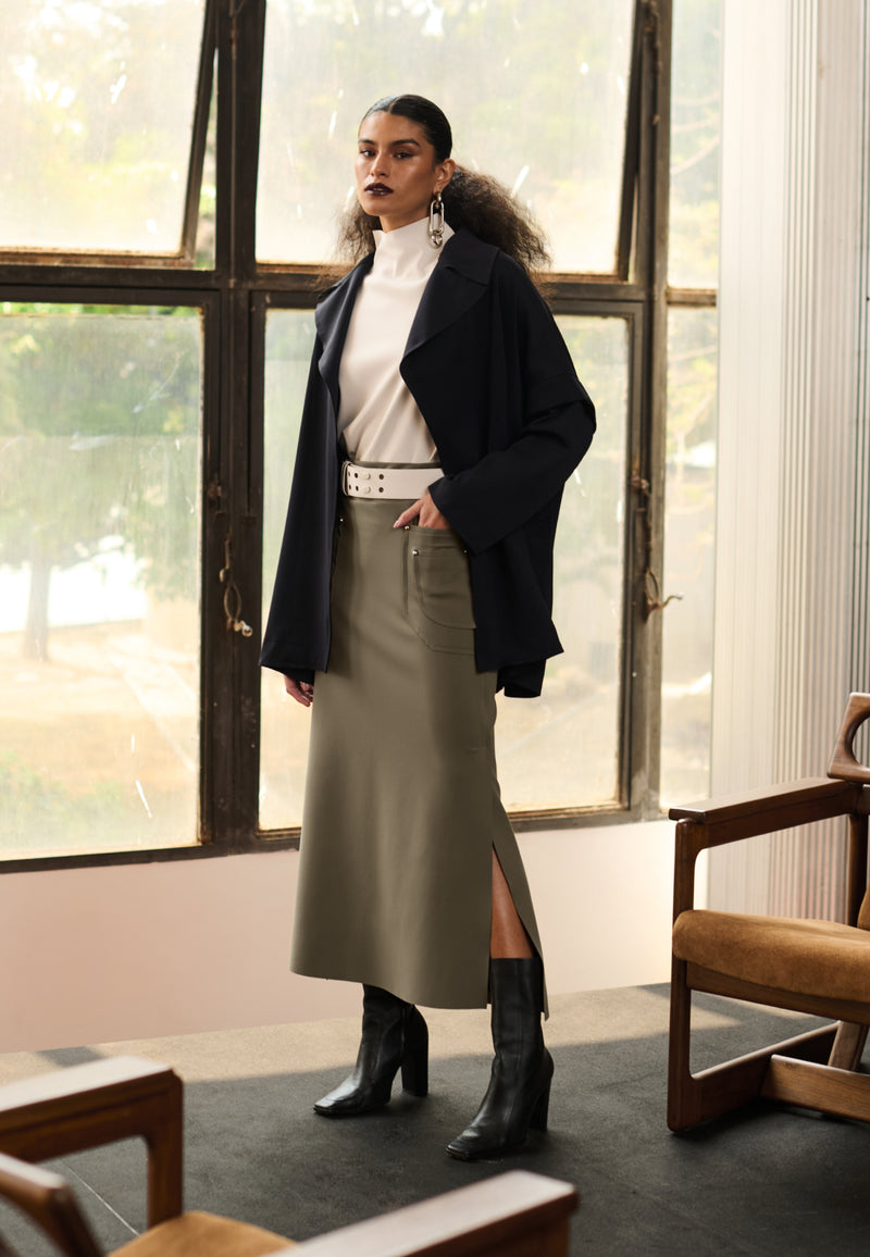 Saia Midi Fendas Laterais