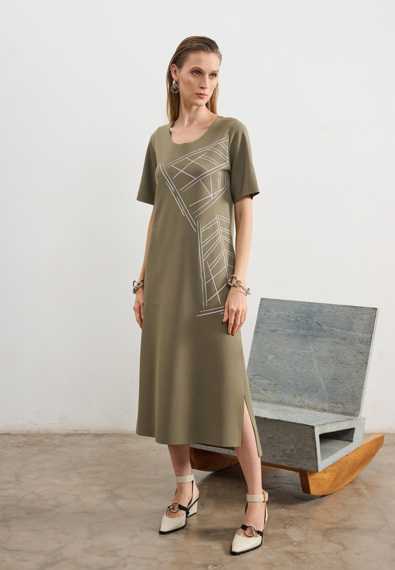 Vestido Manga Curta Estampa