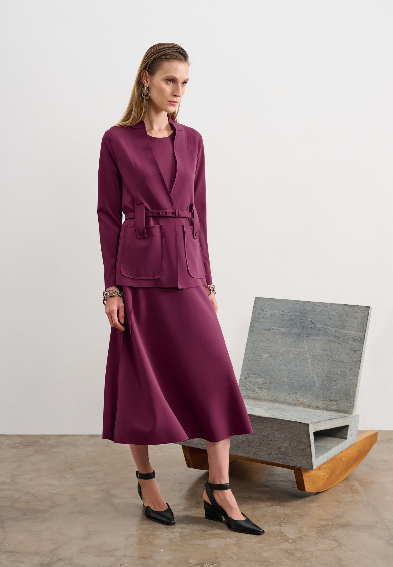 Saia Midi Bolso Lateral