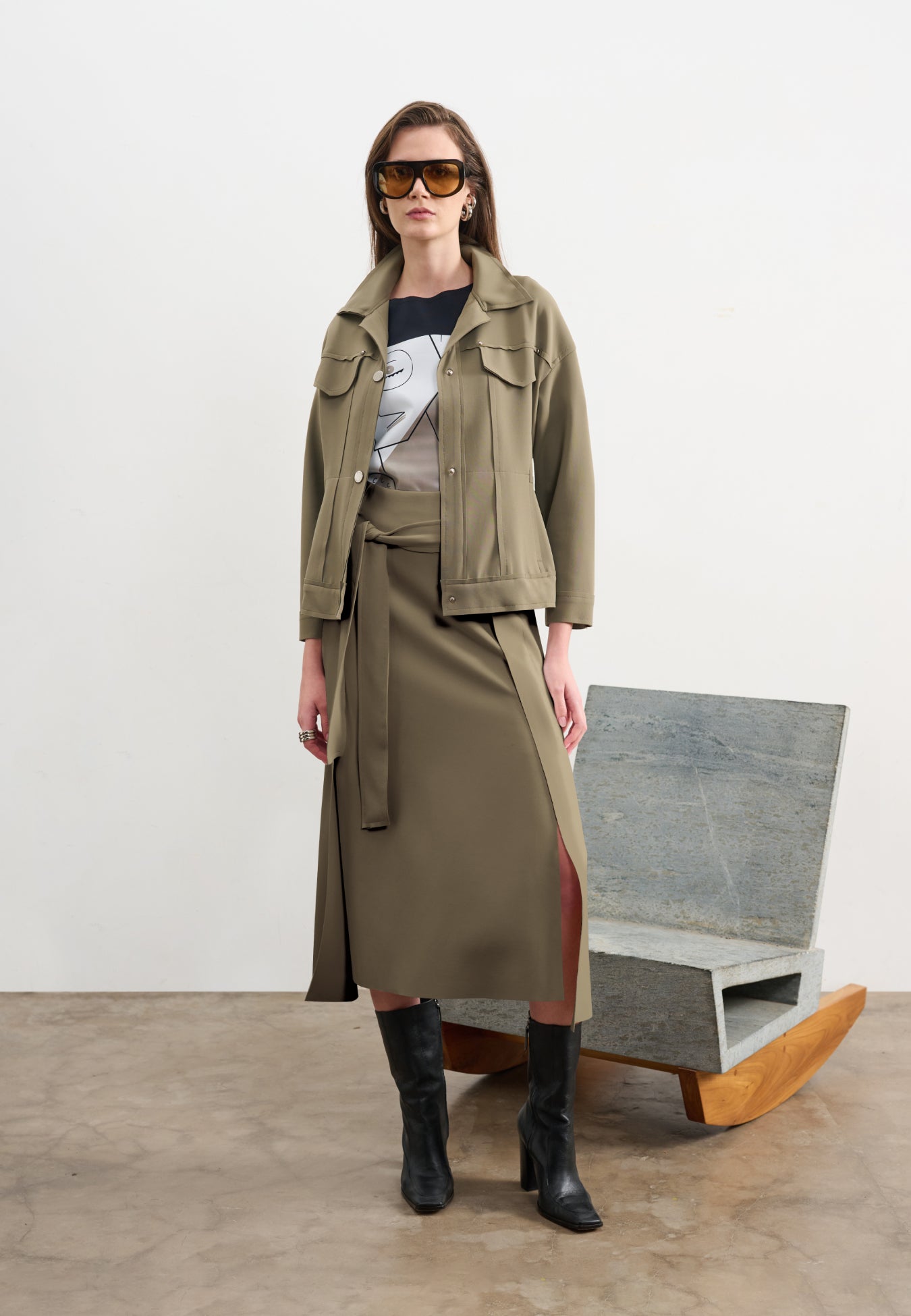 Saia Midi Movimento Com Faixa