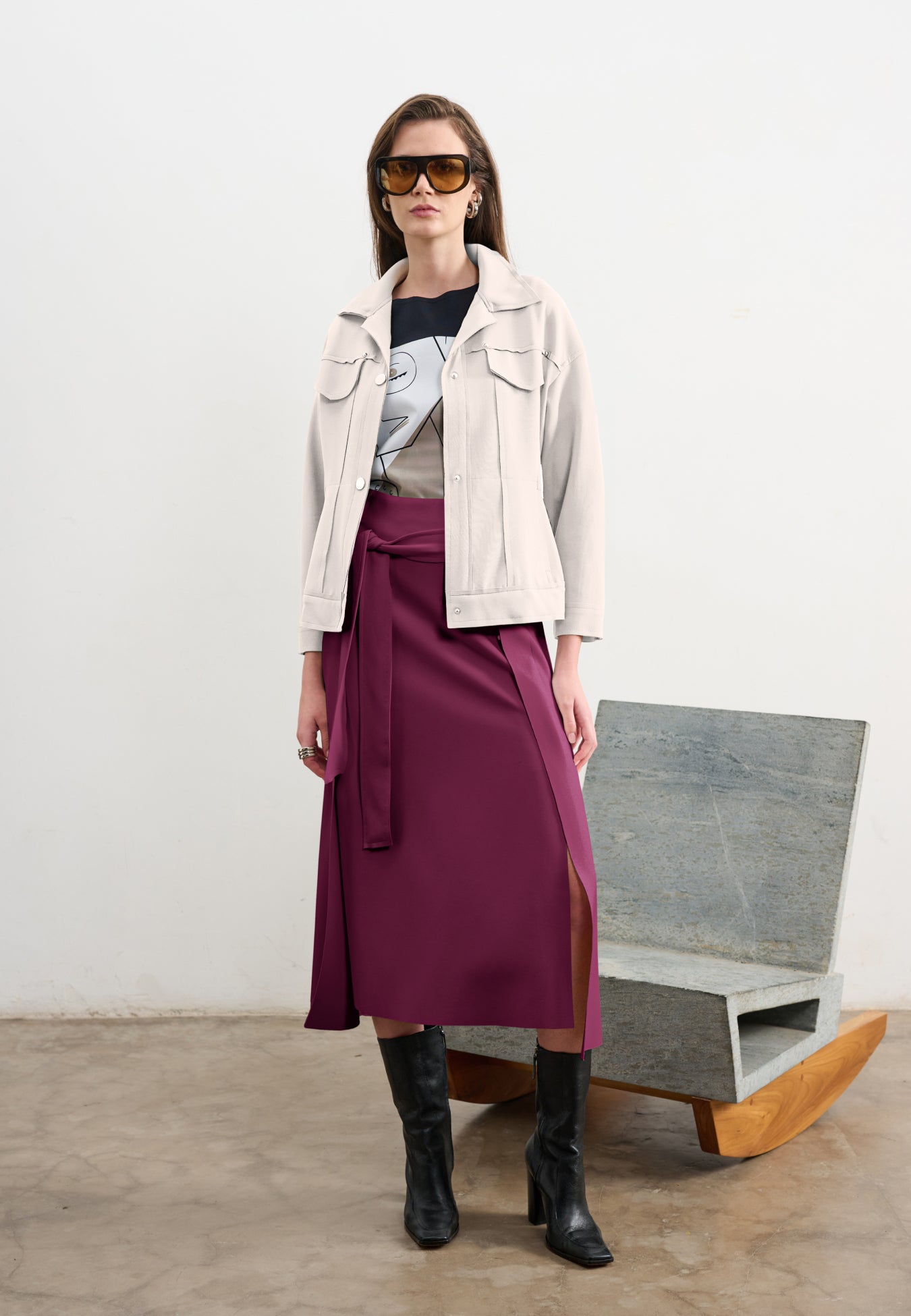 Saia Midi Movimento Com Faixa