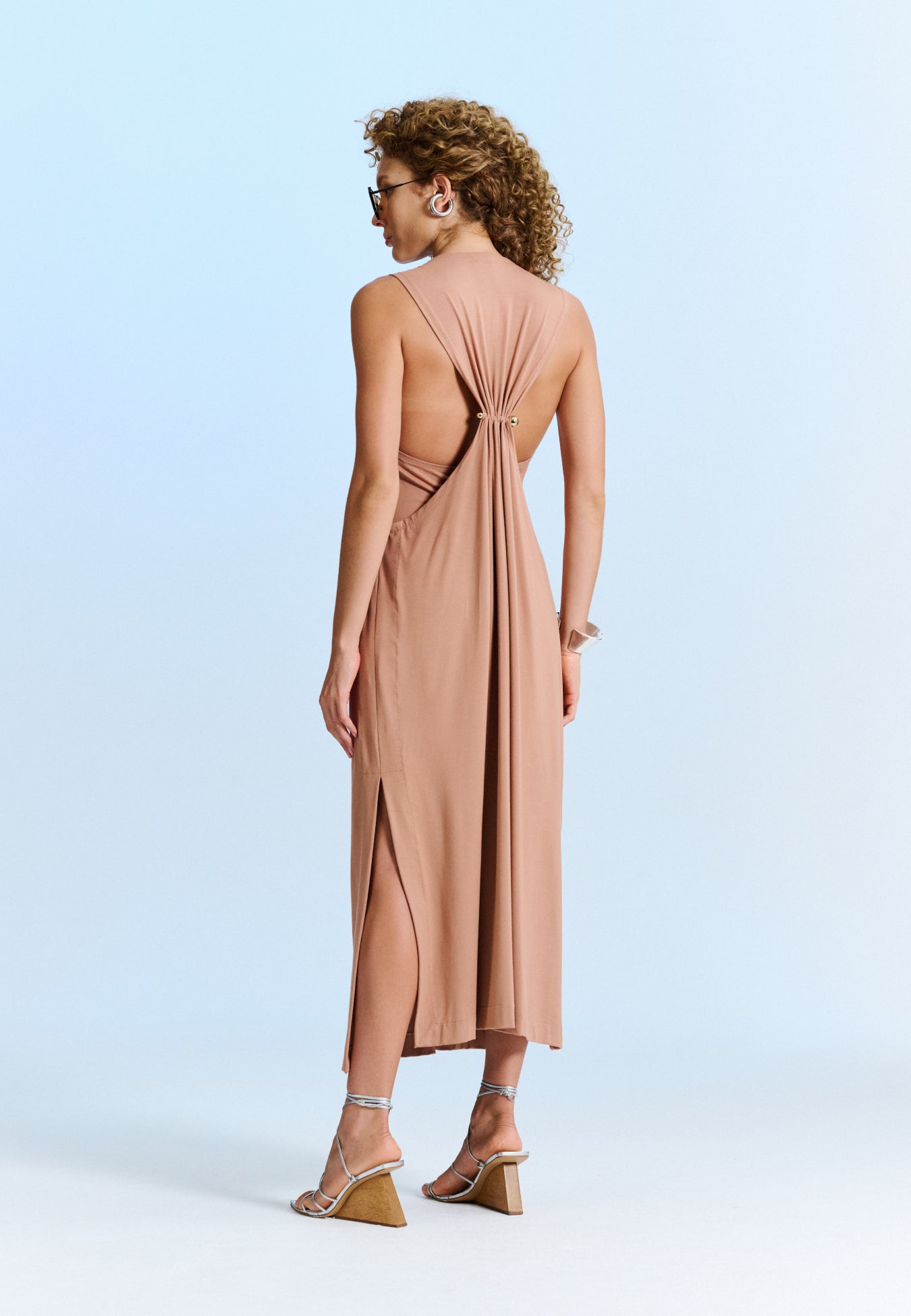 Vestido Midi Drapeado Costas