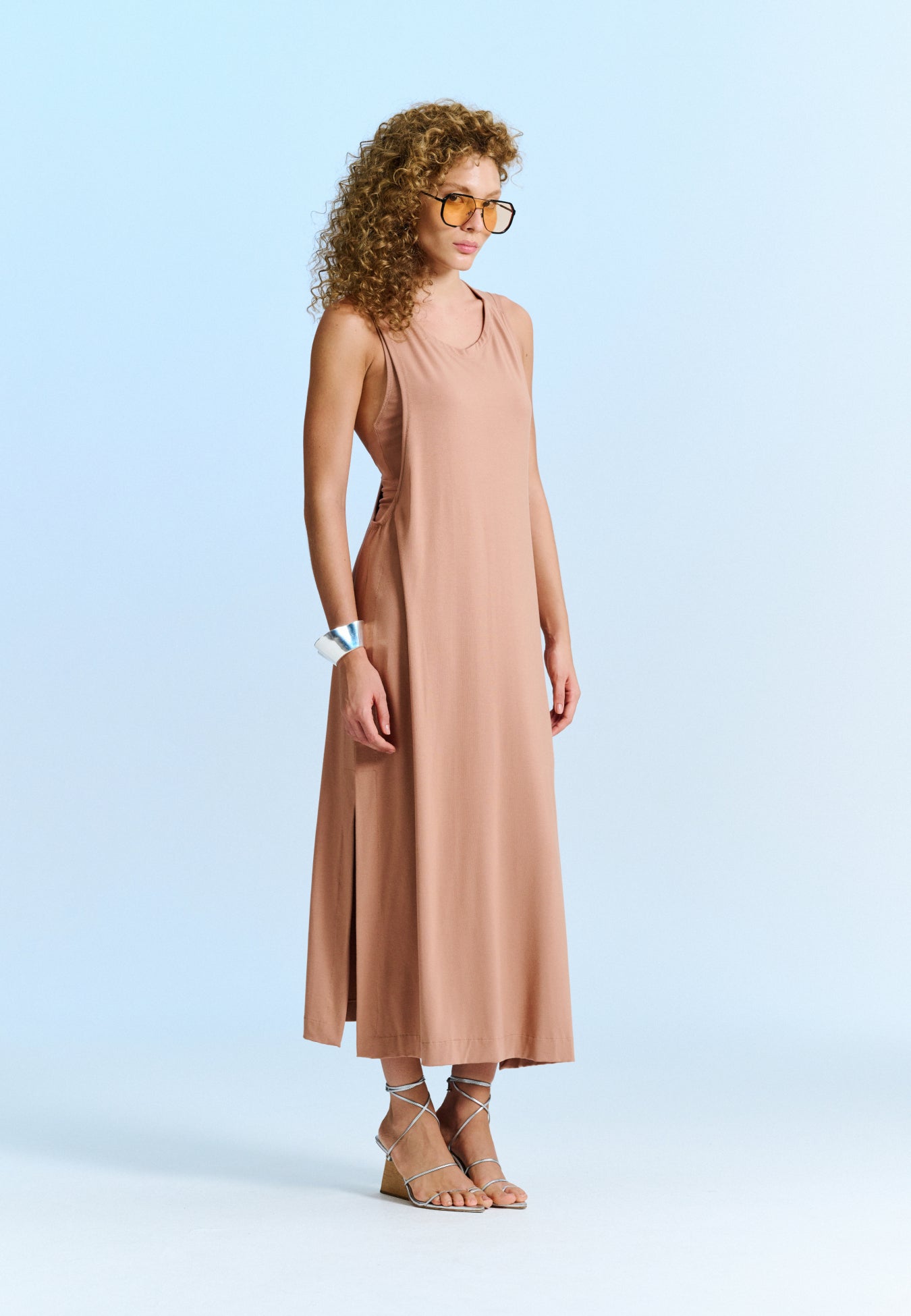 Vestido Midi Drapeado Costas