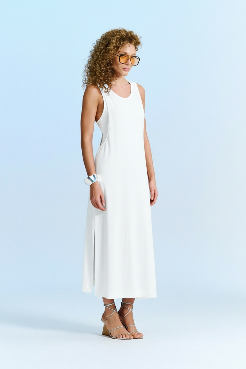 Vestido Midi Drapeado Costas