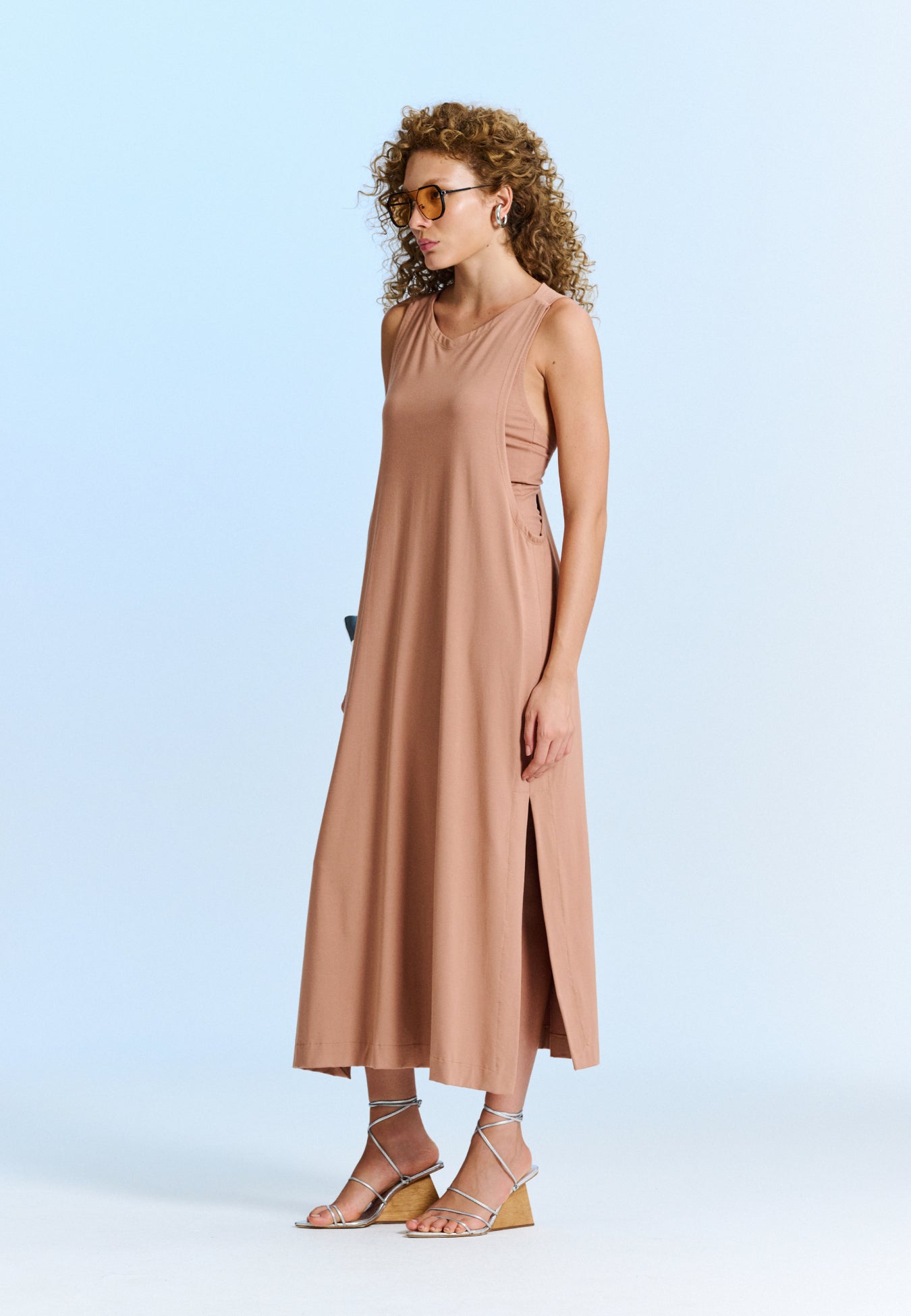 Vestido Midi Drapeado Costas