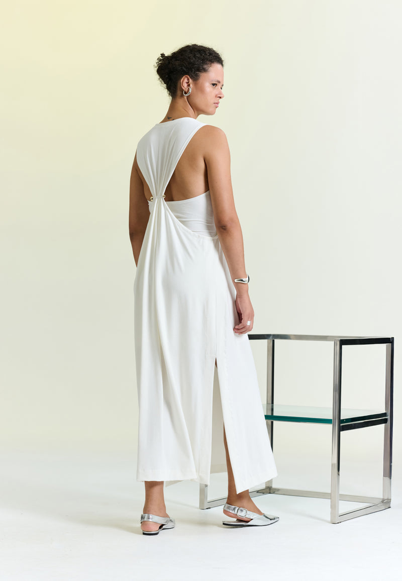 Vestido Midi Drapeado Costas