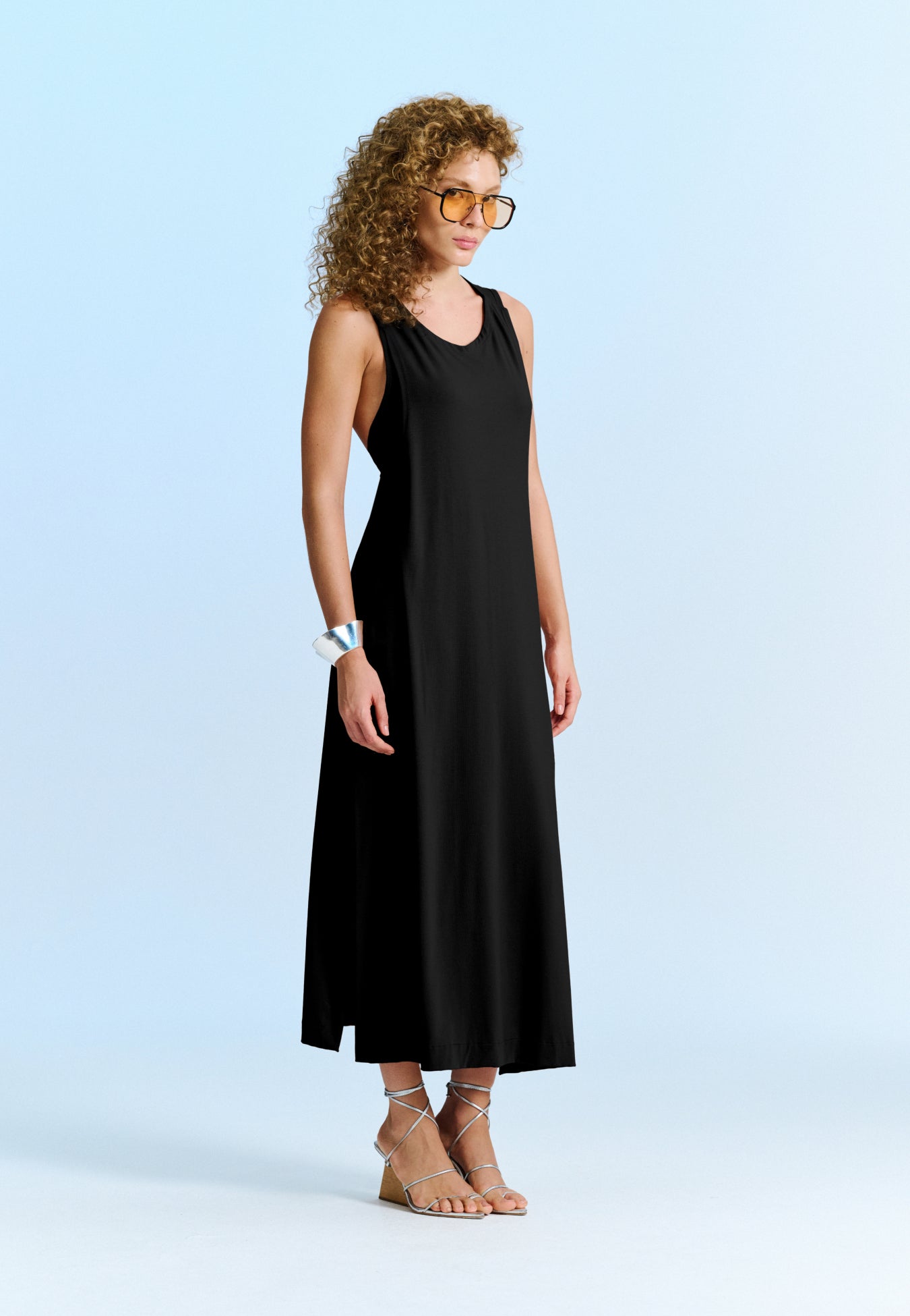 Vestido Midi Drapeado Costas