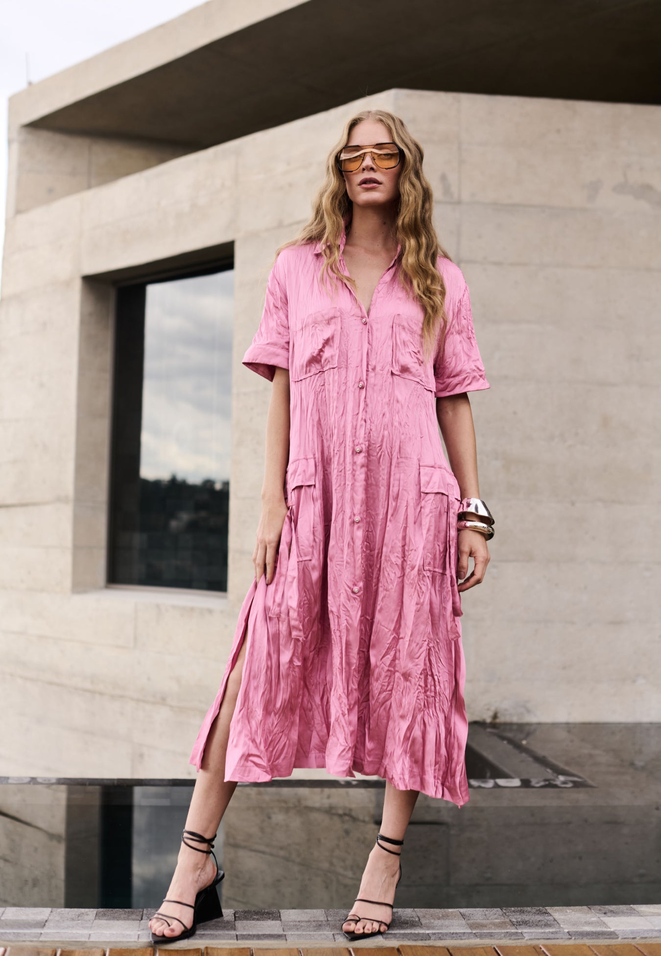 Vestido Chemise Efeito Amassado