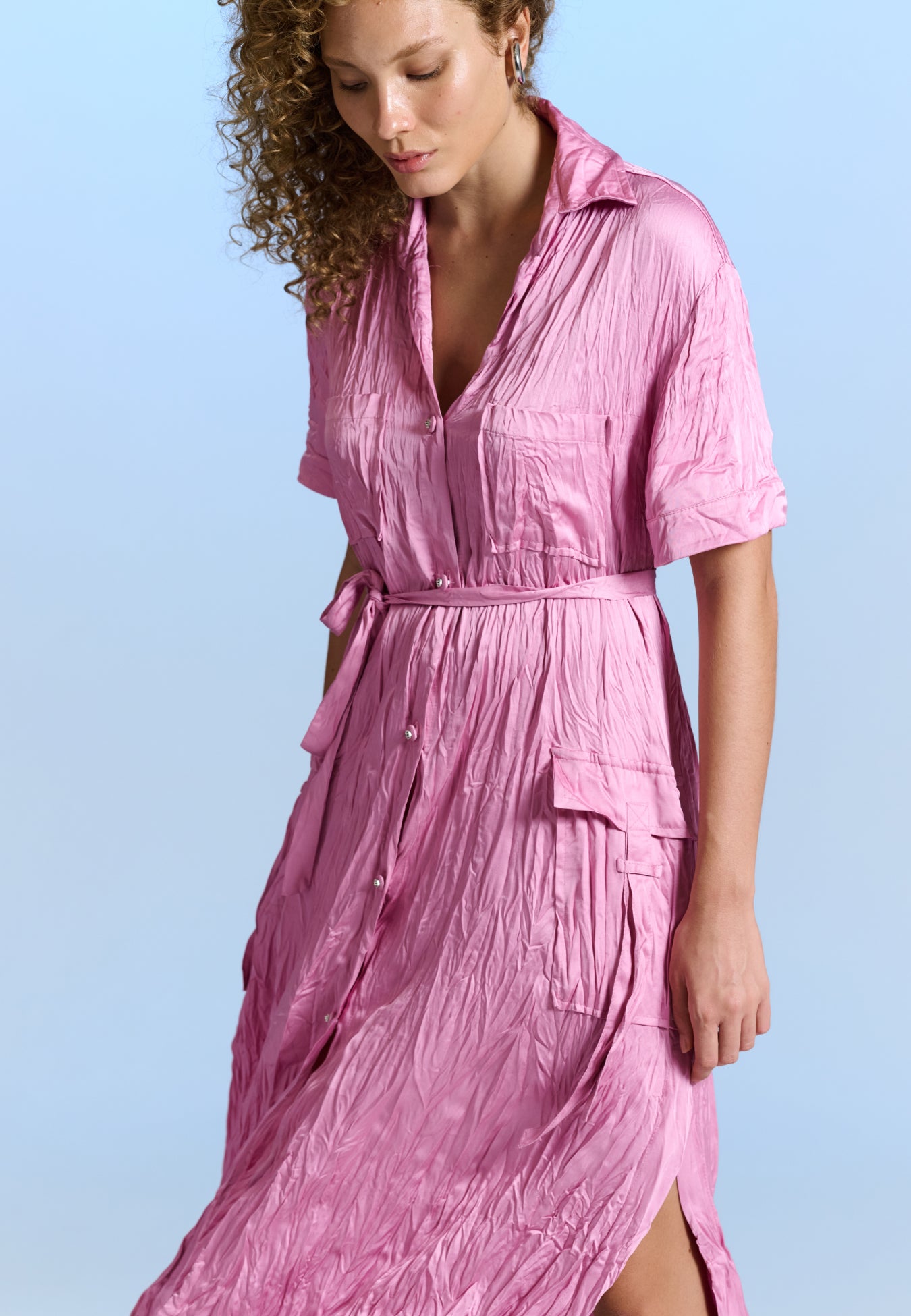 Vestido Chemise Efeito Amassado