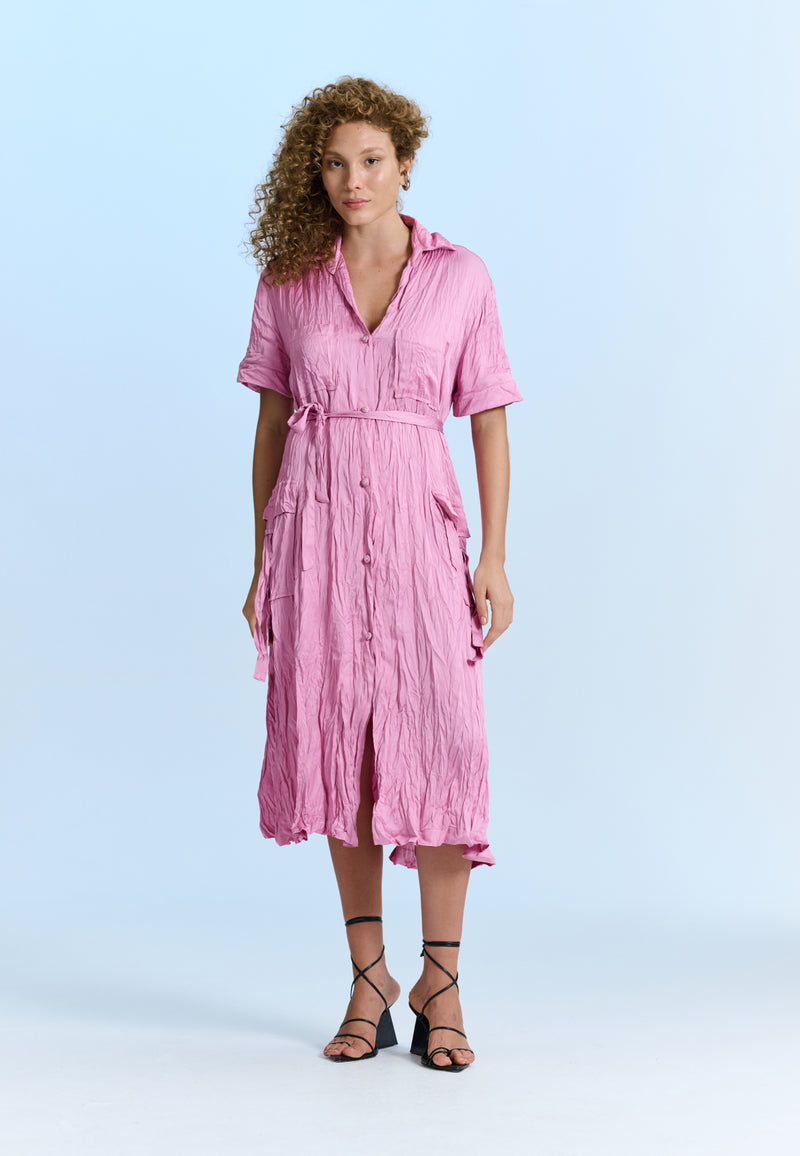 Vestido Chemise Efeito Amassado