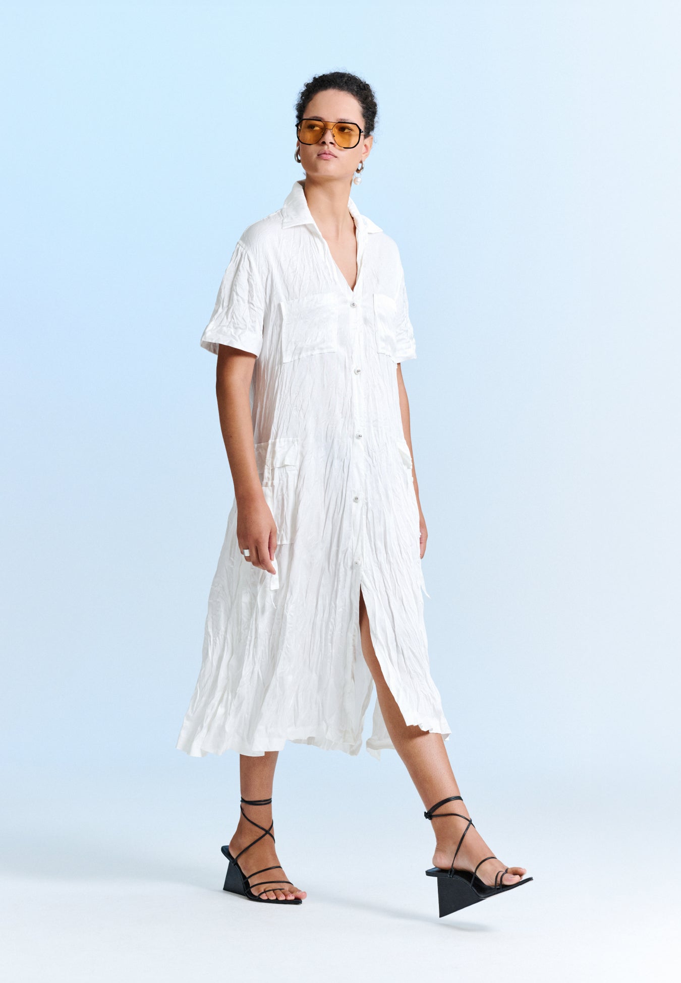 Vestido Chemise Efeito Amassado