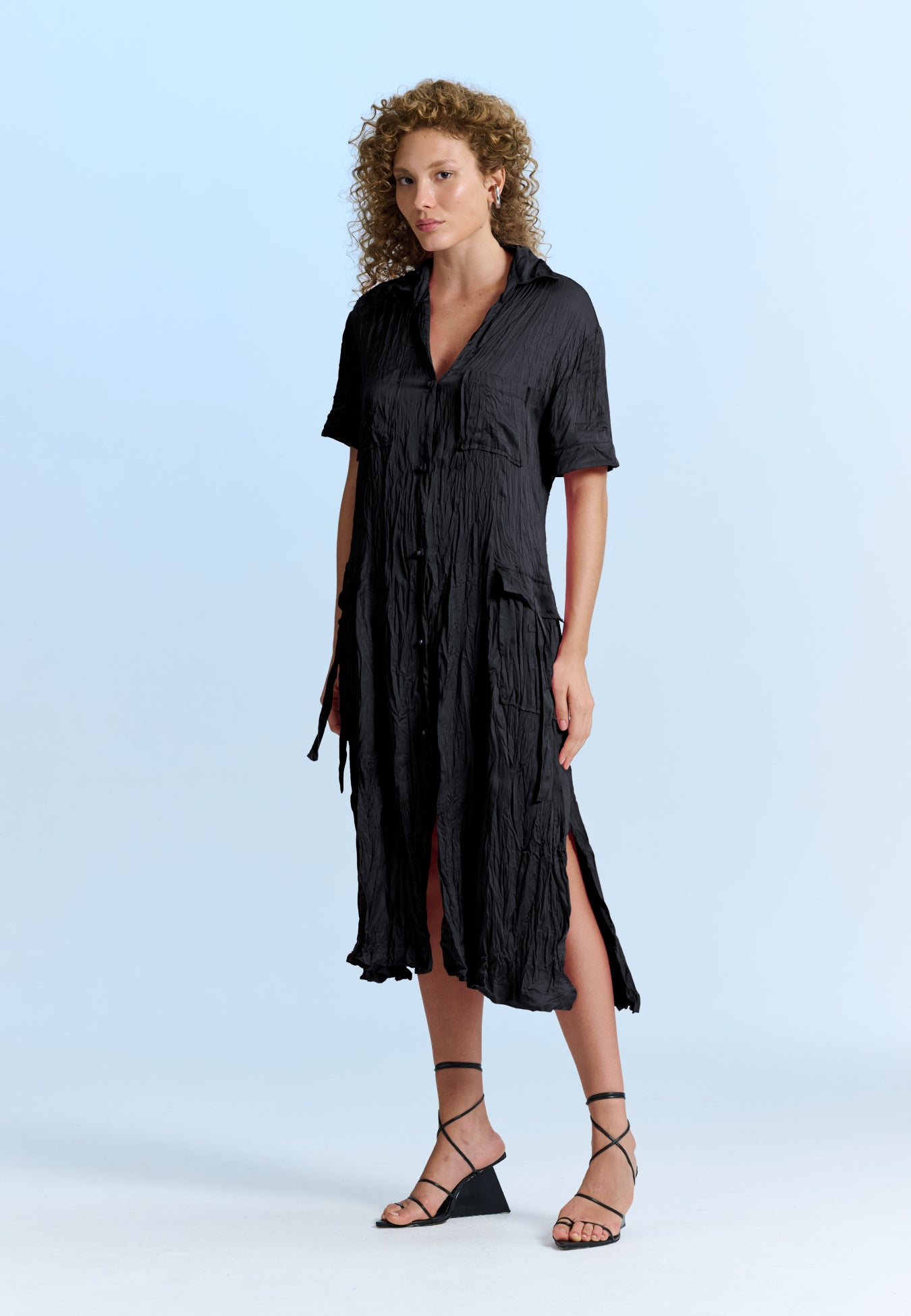 Vestido Chemise Efeito Amassado