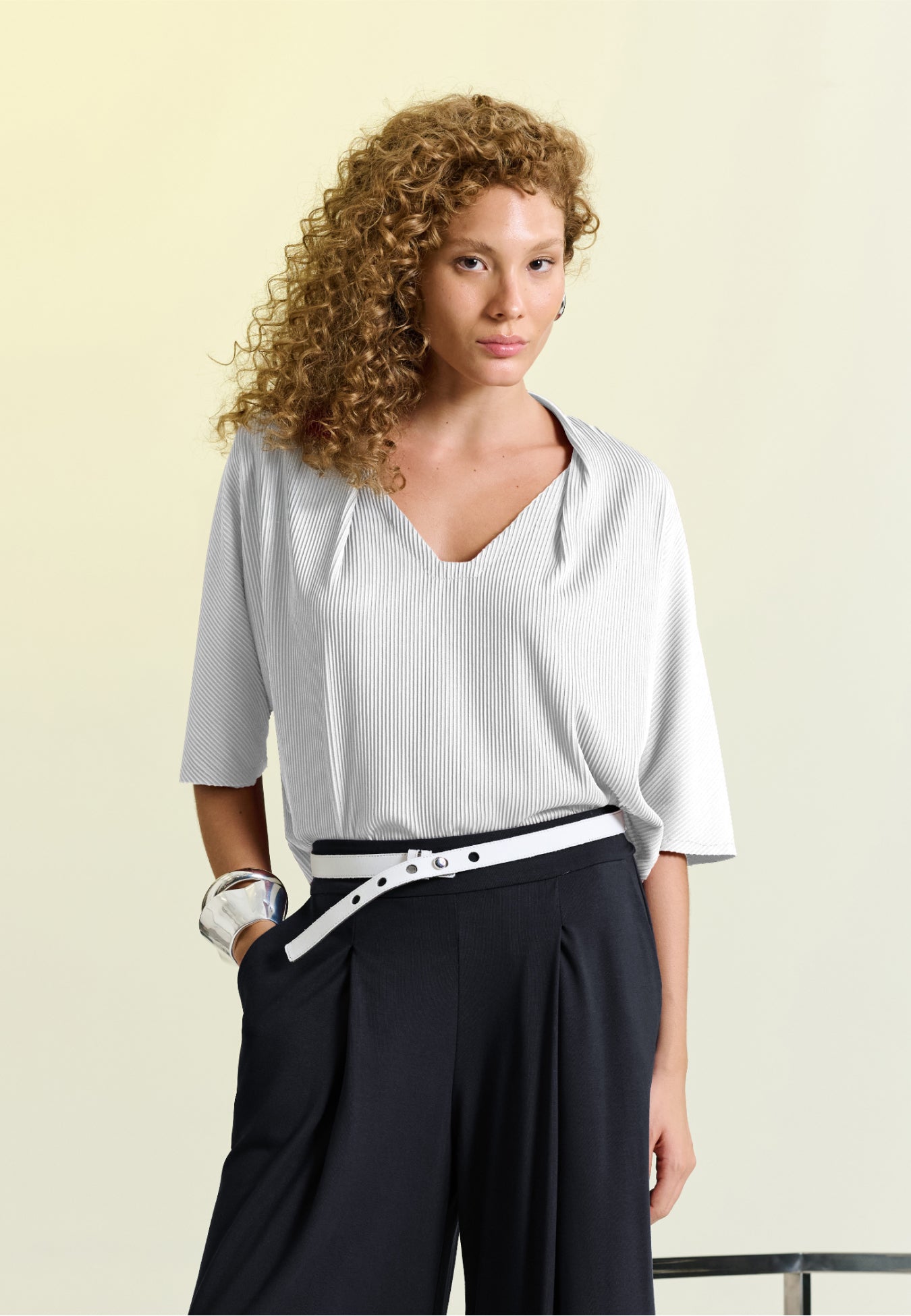 Blusa Canelada Plissê