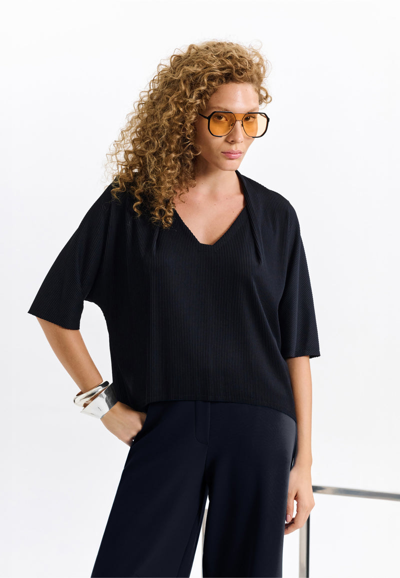 Blusa Canelada Plissê