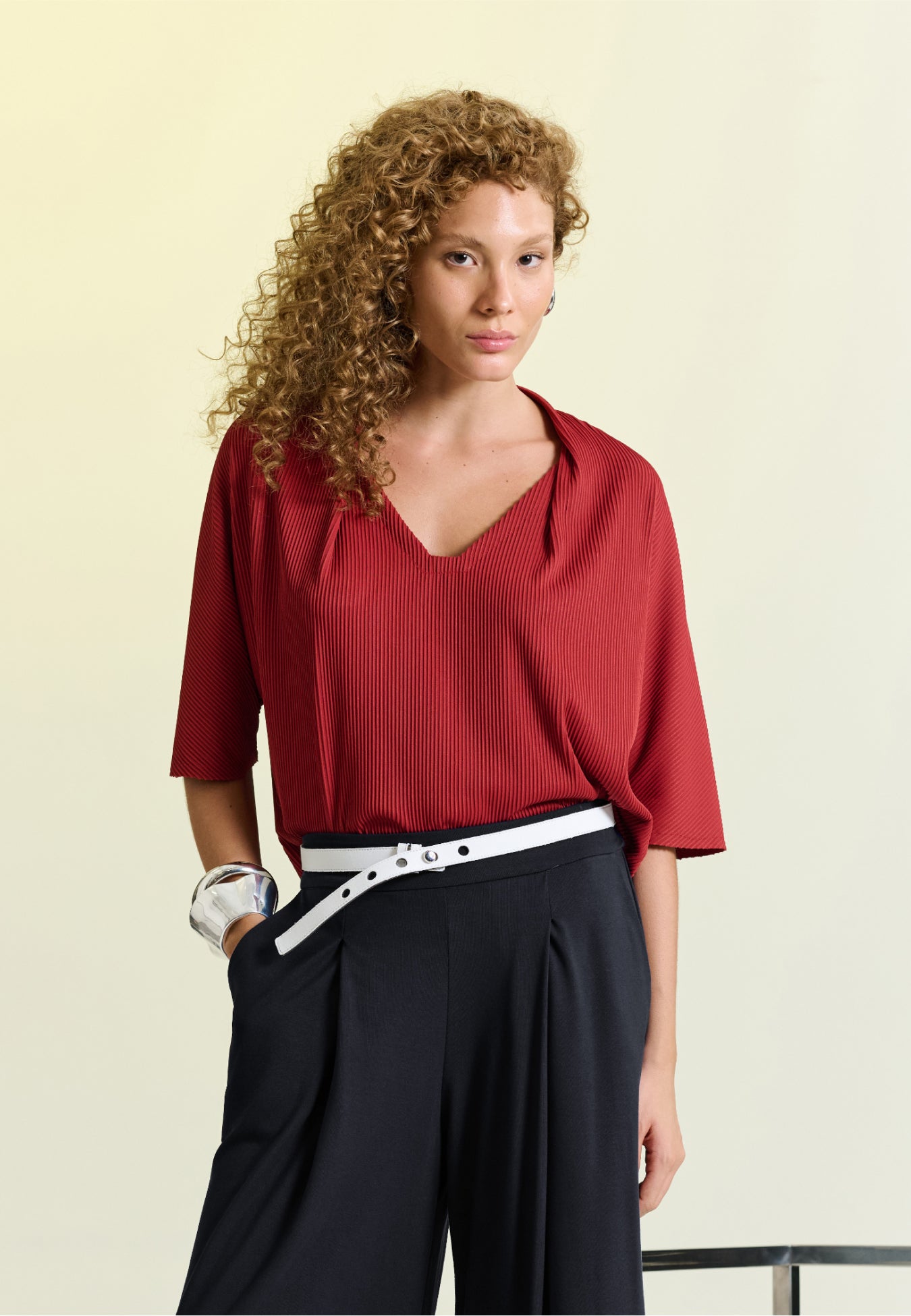 Blusa Canelada Plissê