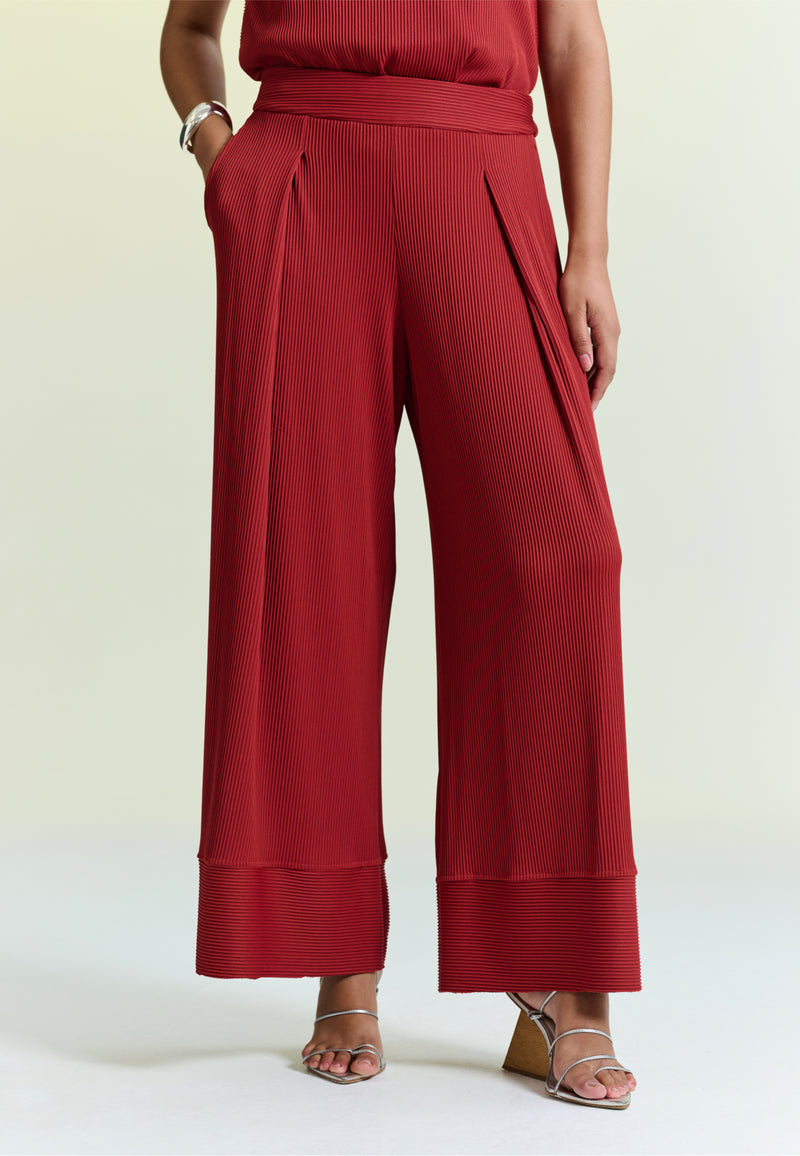 Calça Pantalona Plissê
