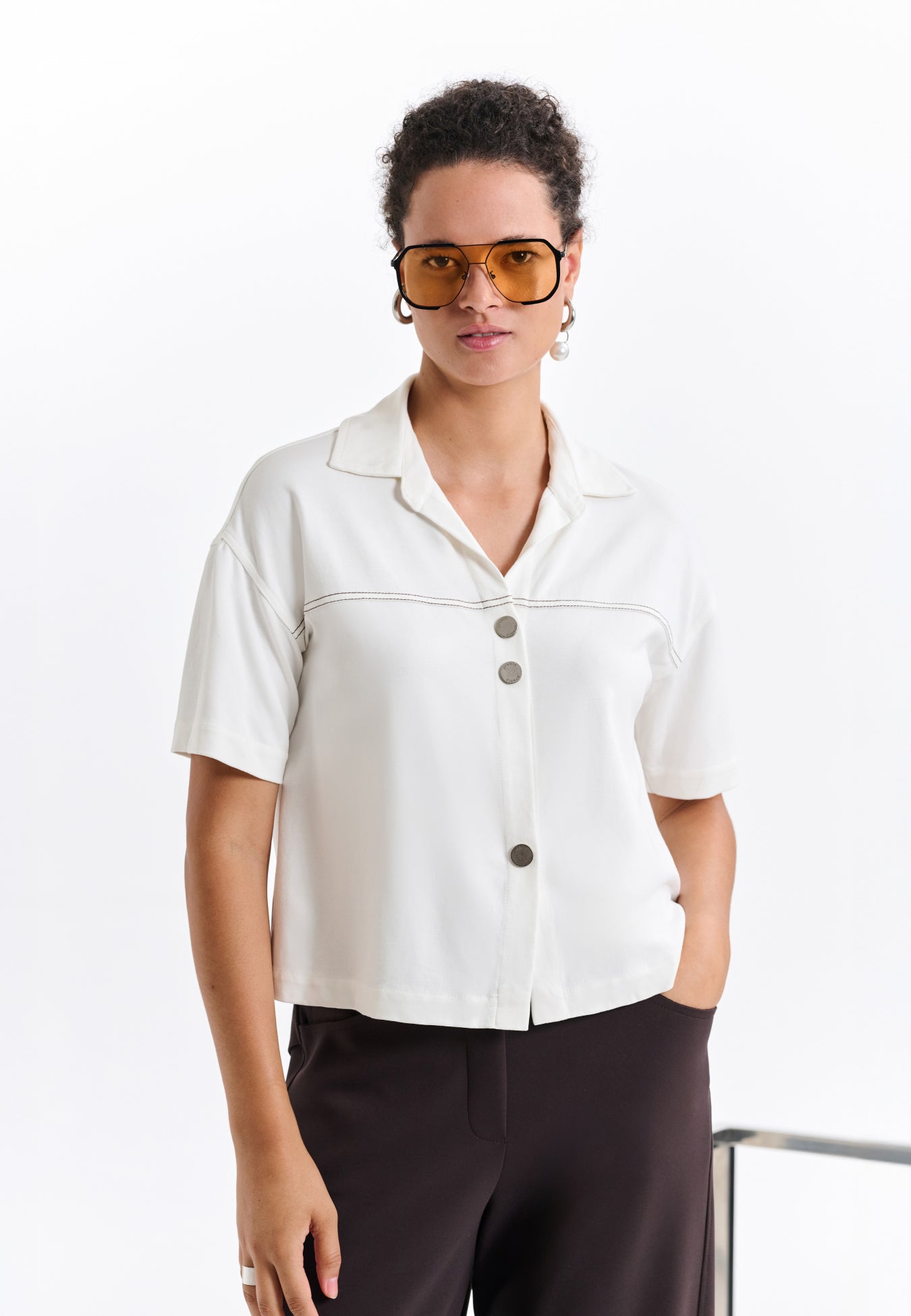 Camisa Manga Curta Pespontos