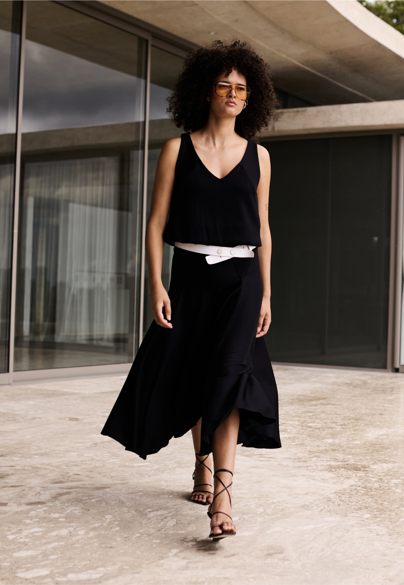 Saia Godê Recortes Plissê