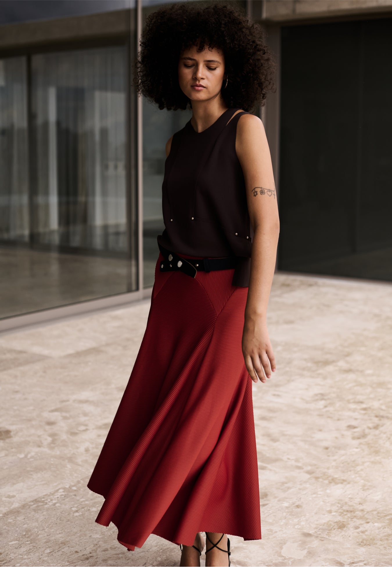 Saia Godê Recortes Plissê