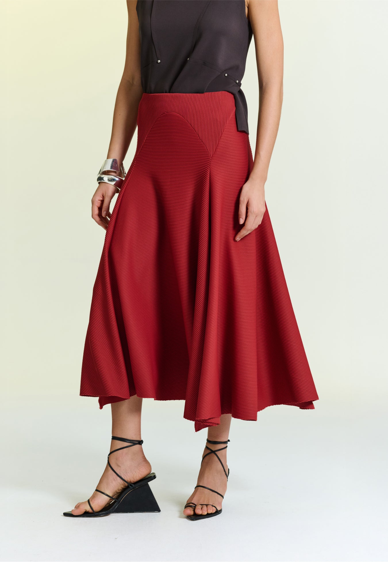 Saia Godê Recortes Plissê