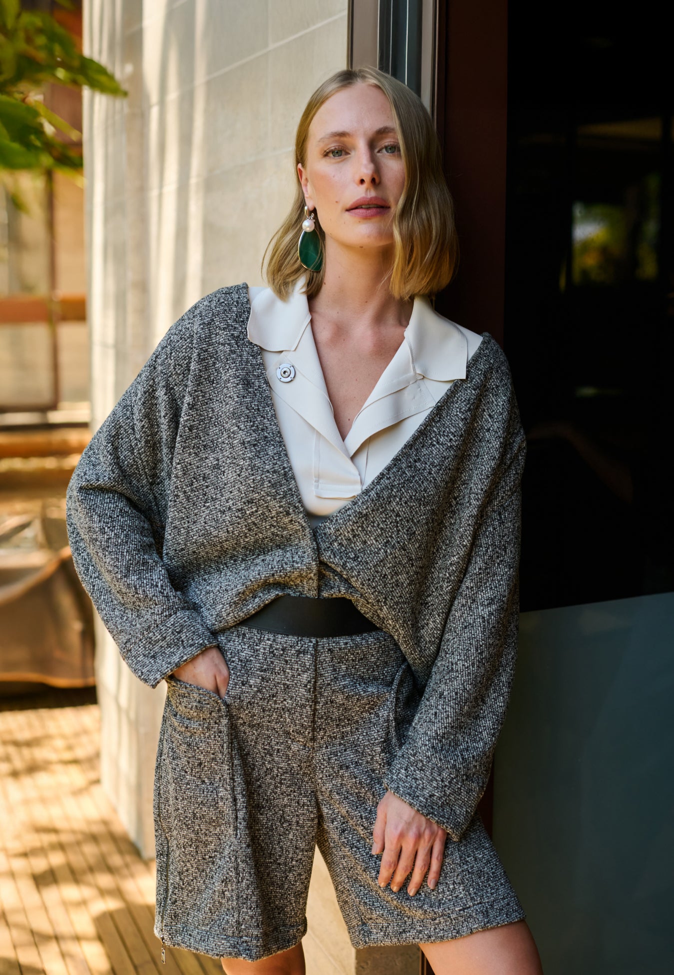 Casaco Amplo Tweed