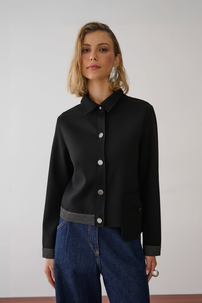 Jaqueta Reta Detalhe Elástico