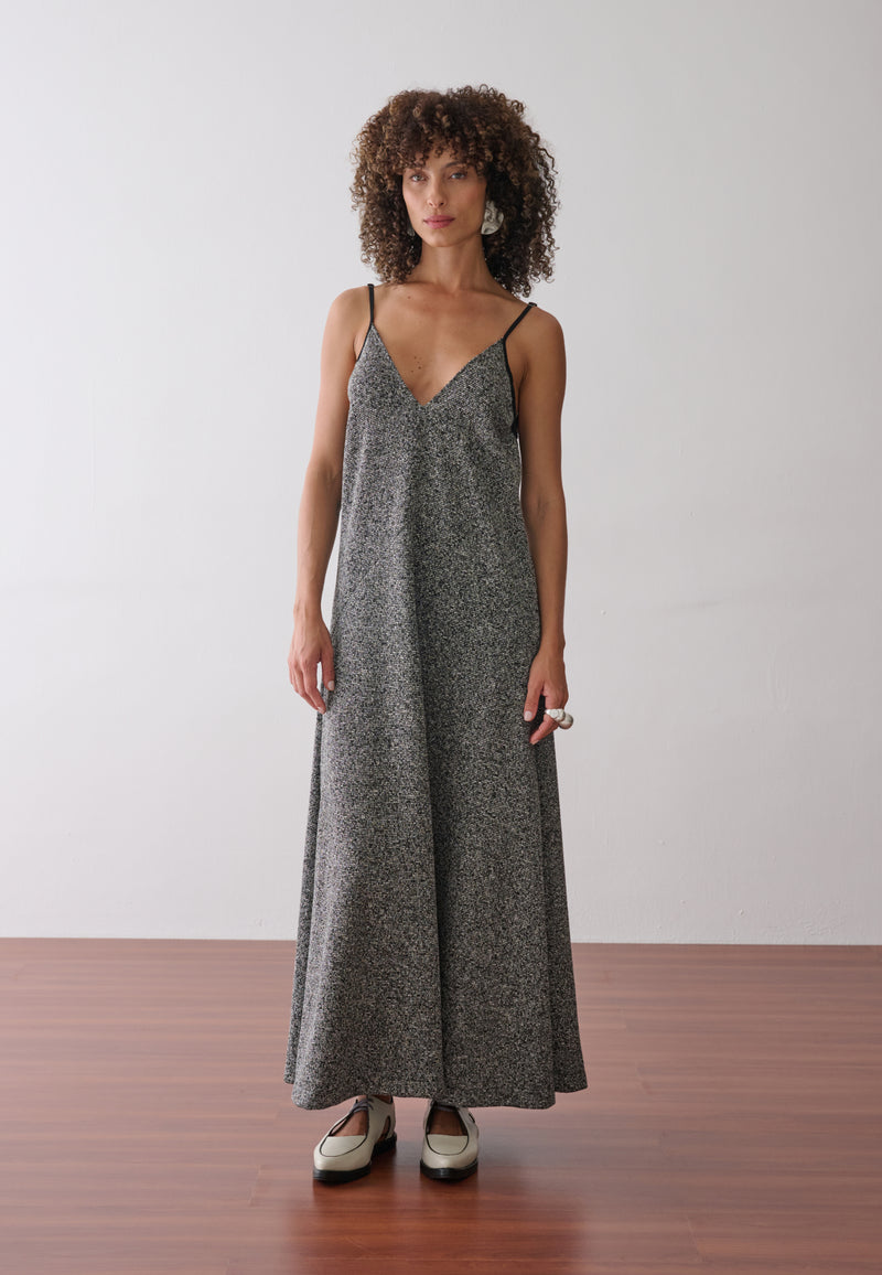 Vestido Longo Evasê Geométrico