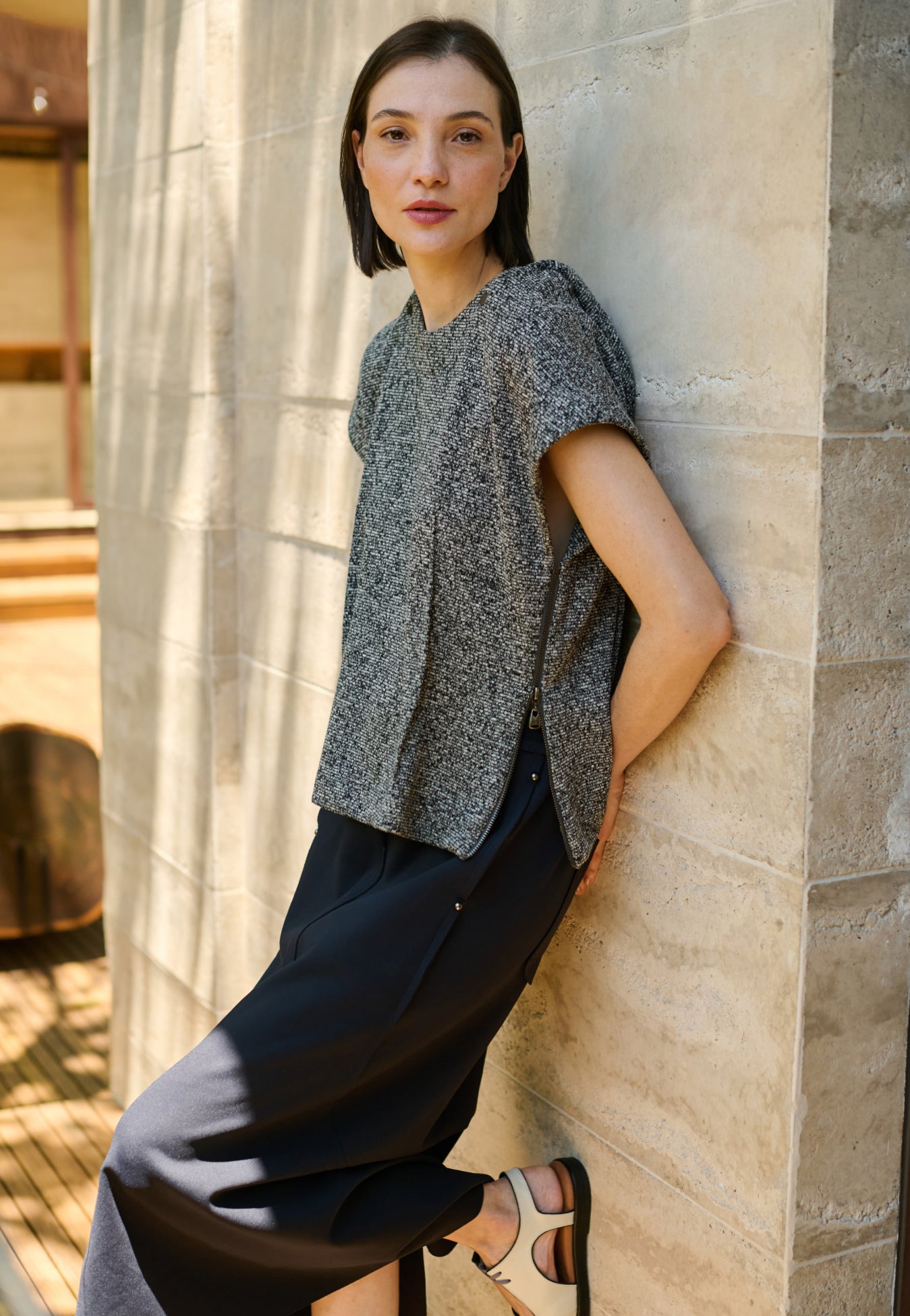 Blusa Capuz Removível Tweed