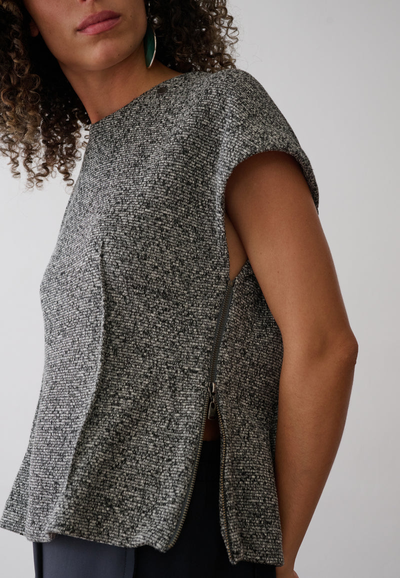 Blusa Capuz Removível Tweed