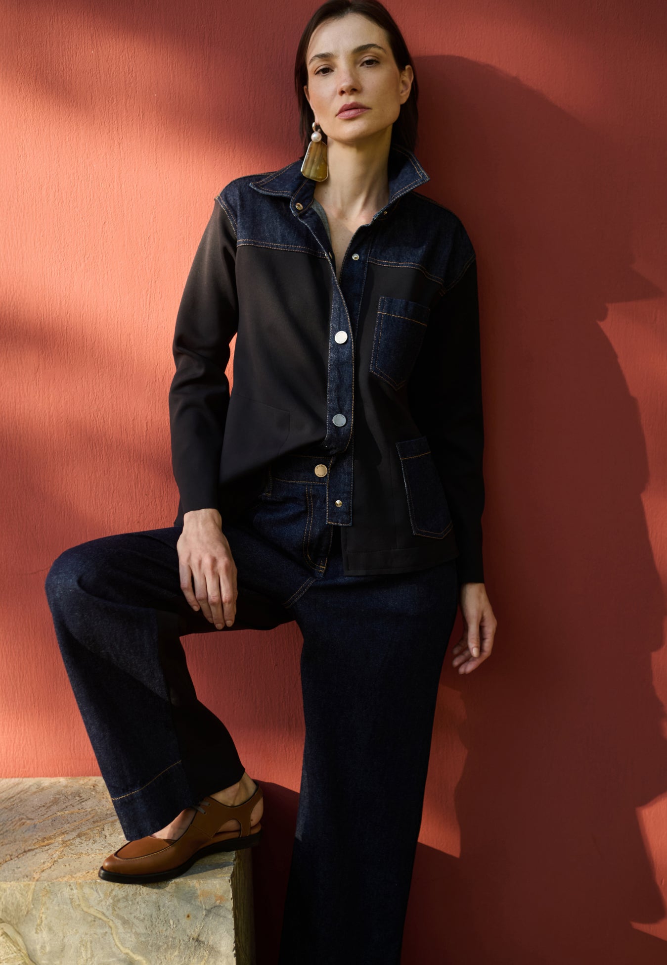 Calça Pantalona Denim Tech