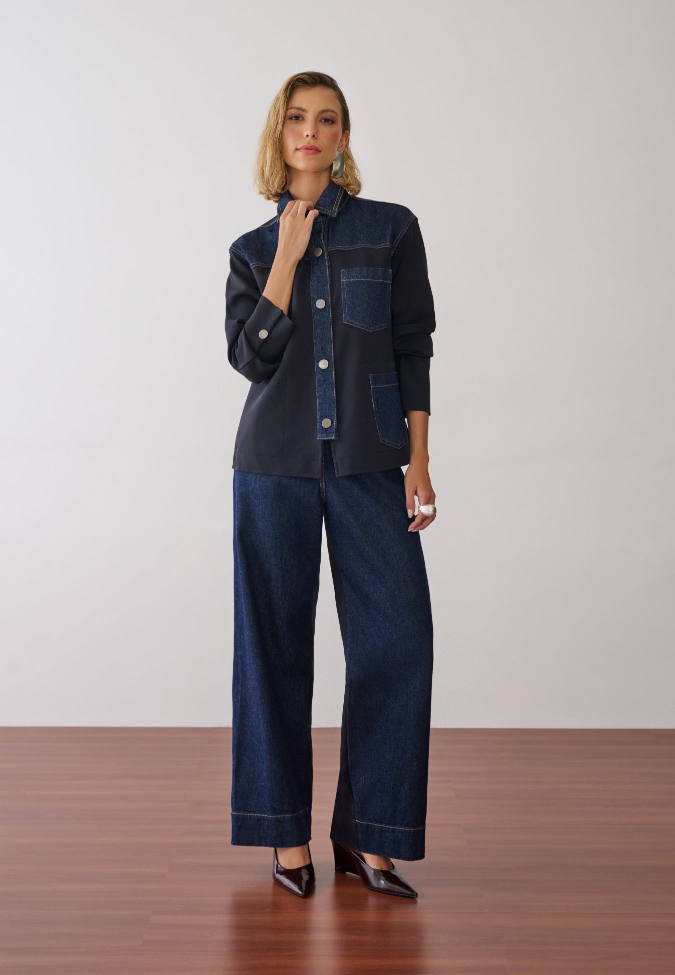 Calça Pantalona Denim Tech