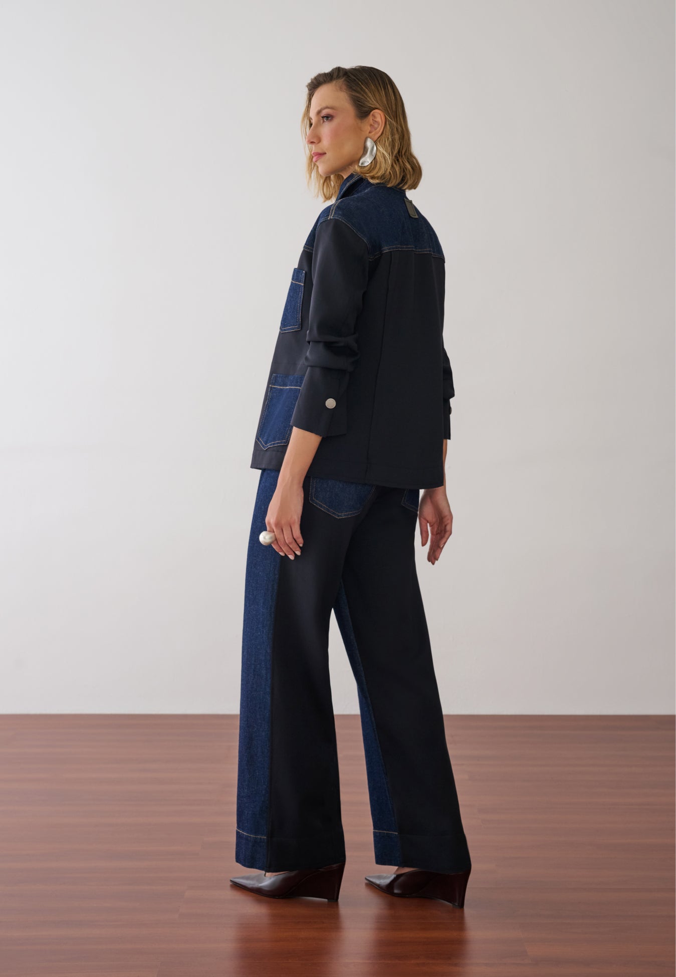 Calça Pantalona Denim Tech
