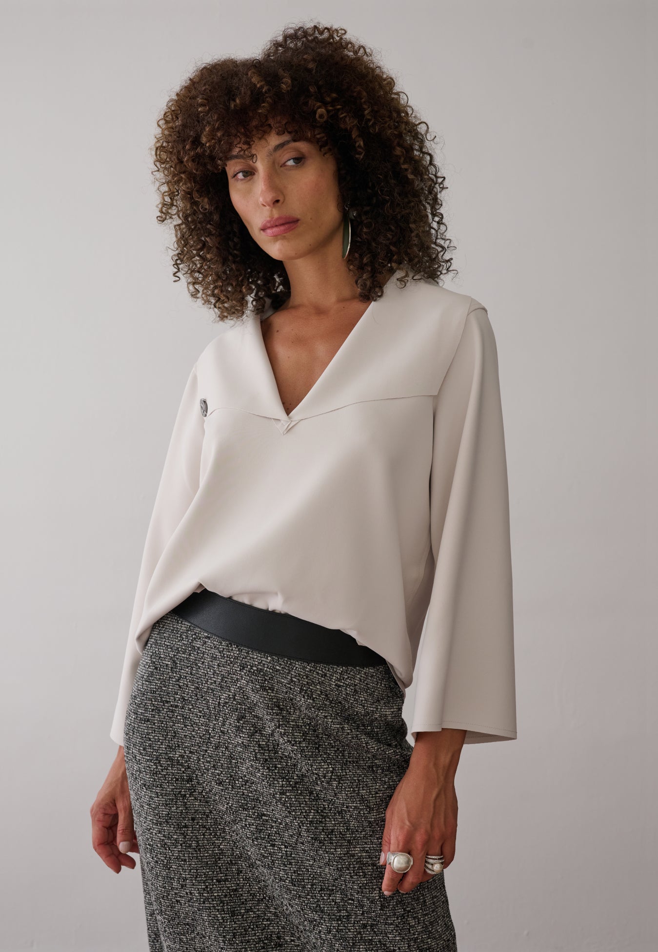 Blusa Decote V Manga Longa