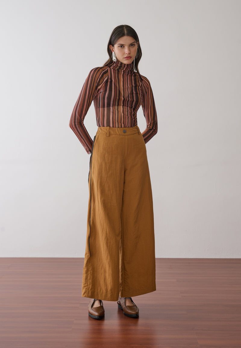 Calça Wide Ziper Lateral