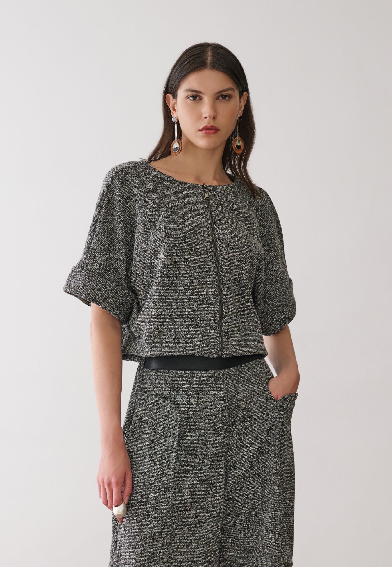 Jaqueta Manga Ampla Tweed