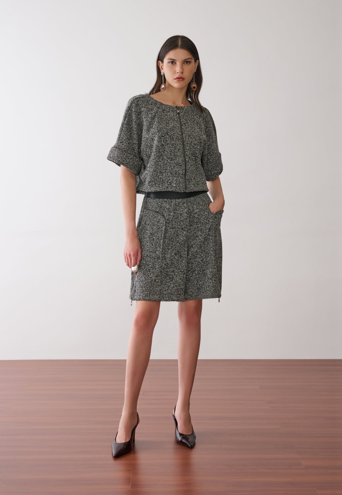Jaqueta Manga Ampla Tweed