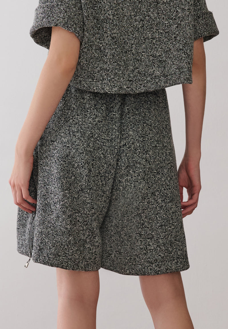 Bermuda Tweed Cós Couro