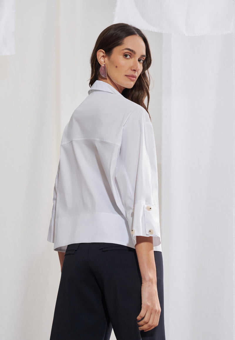 Camisa Boxy Tricoline Manga 3/4