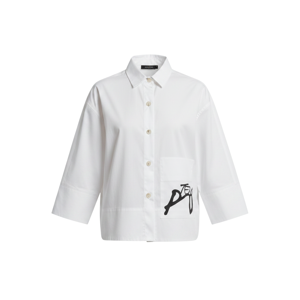 Camisa Boxy Tricoline Manga 3/4