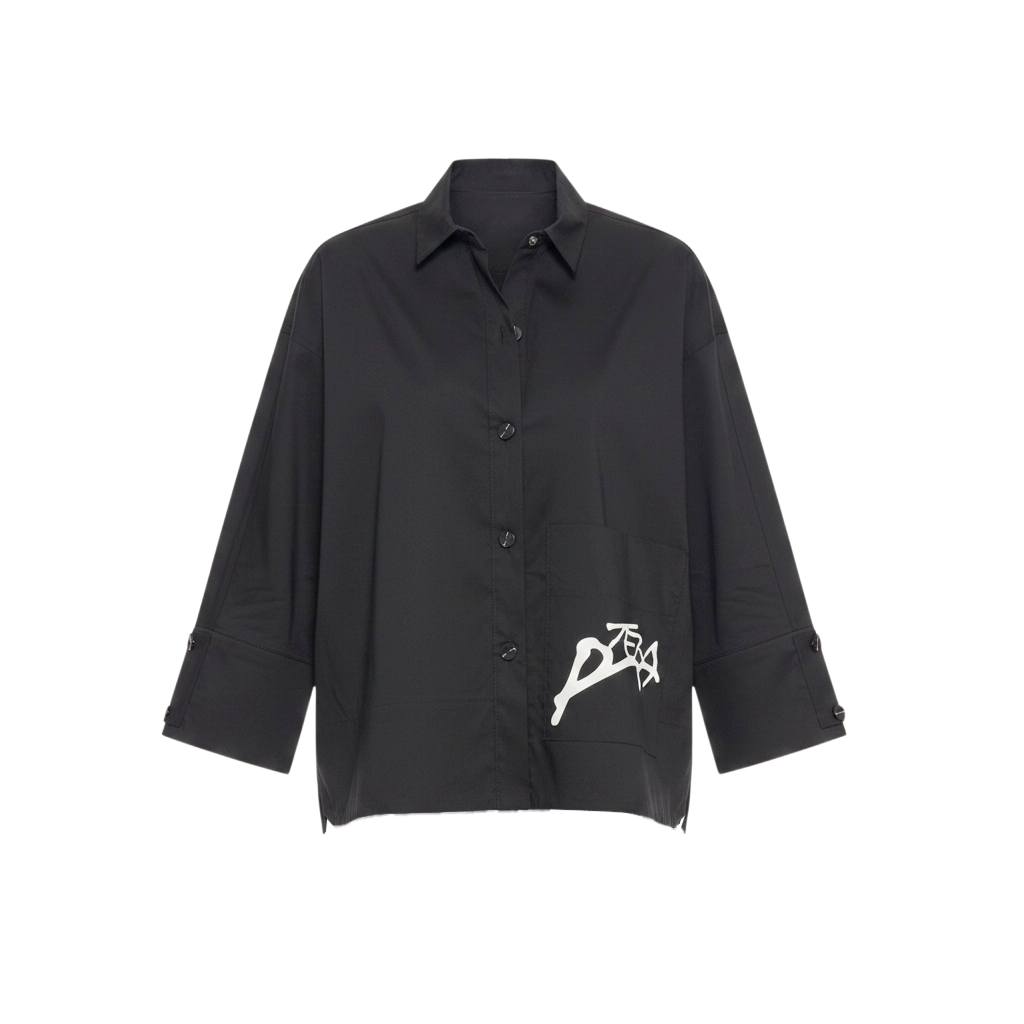 Camisa Boxy Tricoline Manga 3/4