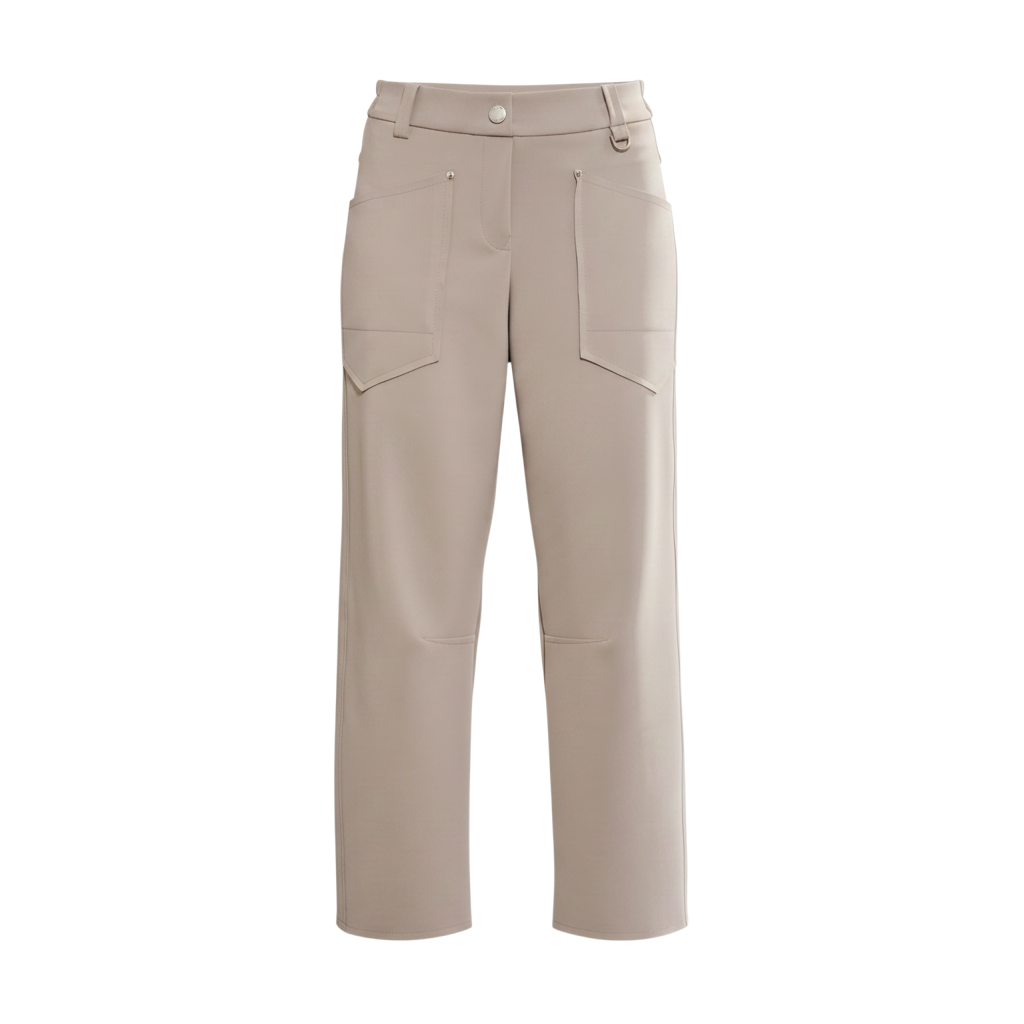 Calça Reta Bolsos Geométricos