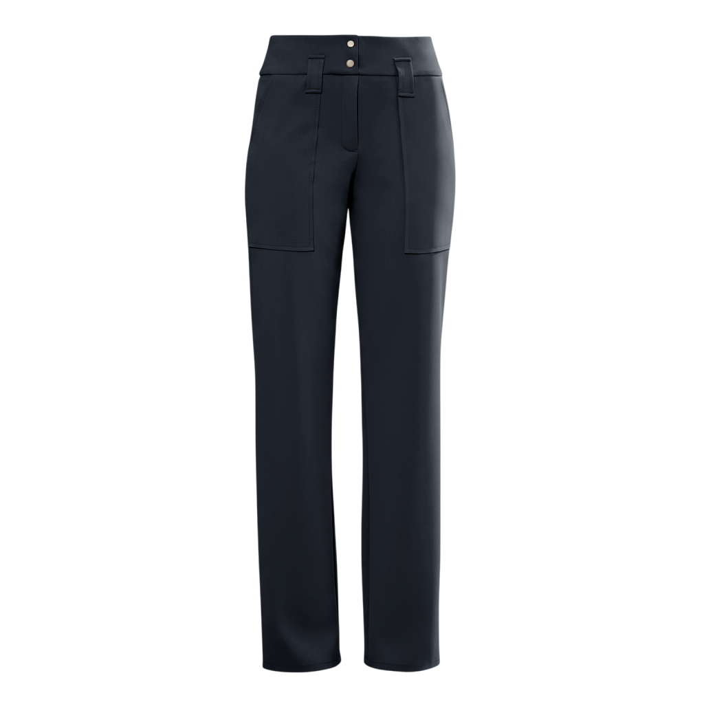 Calça Reta Bolsos Sobrepostos