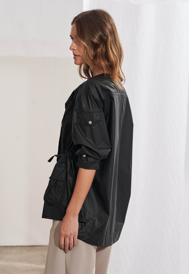 Parka Utilitária Efeito Empapelado