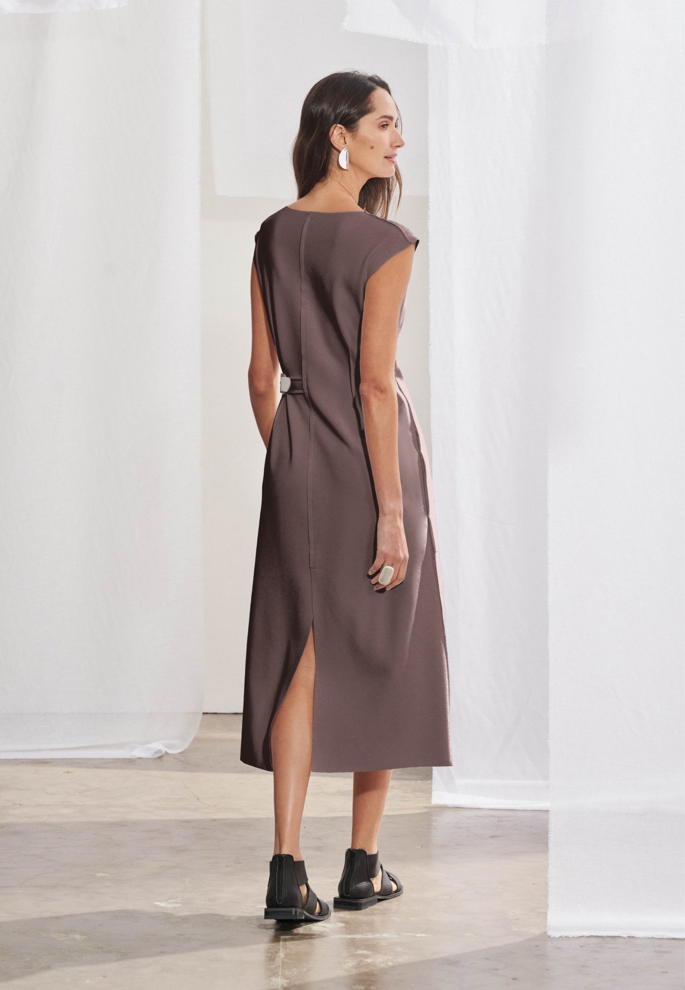 Vestido Com Cinto Unilateral