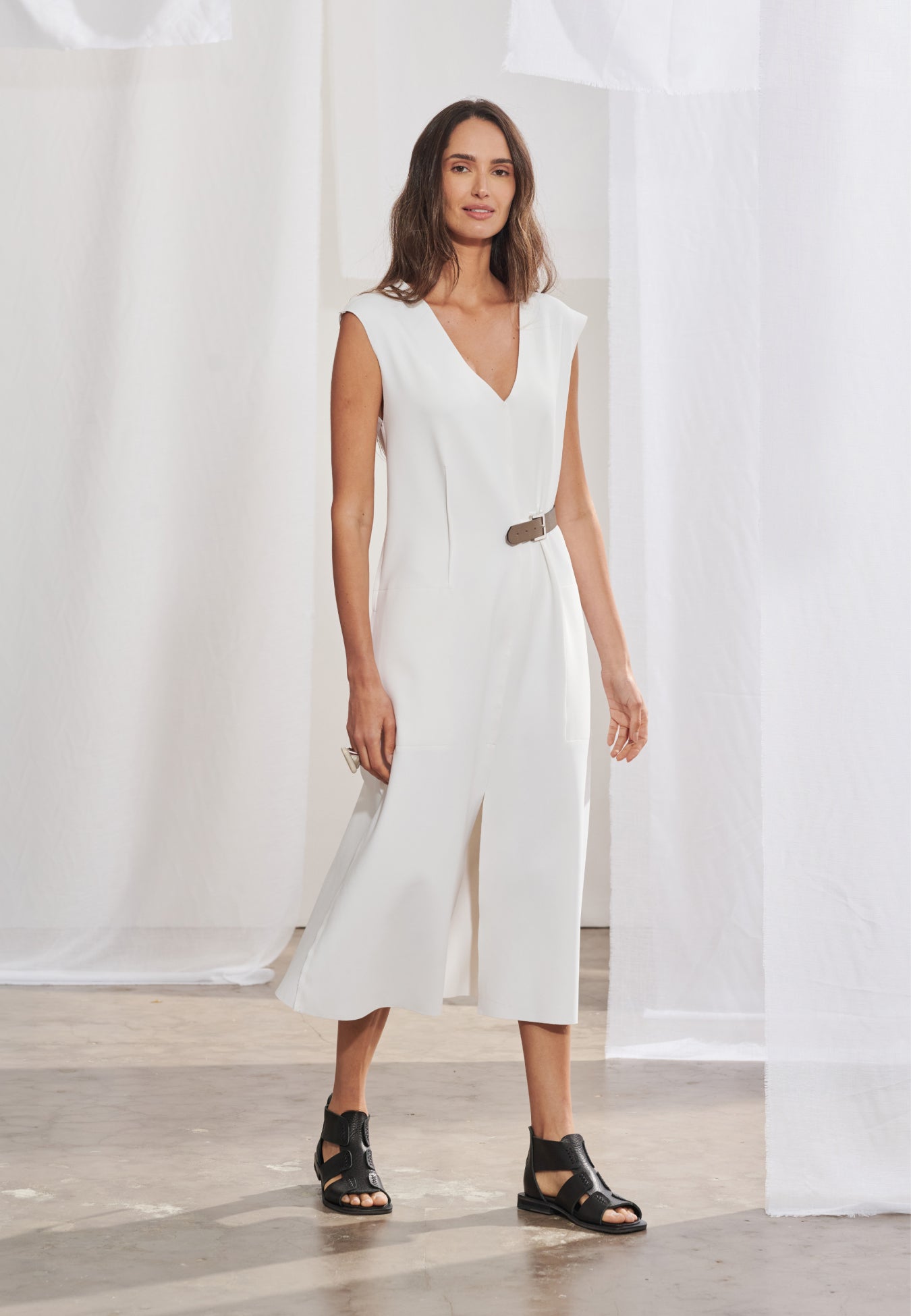 Vestido Com Cinto Unilateral