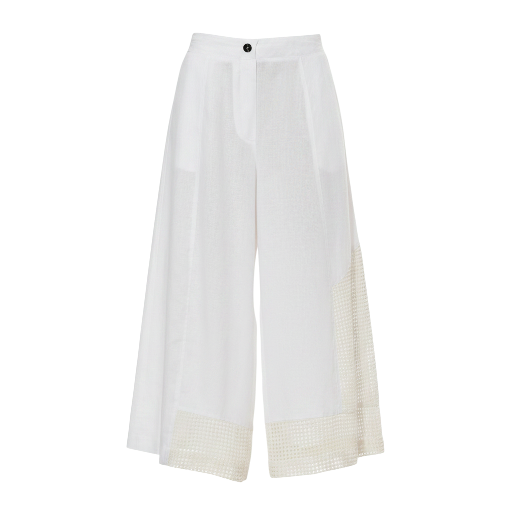 Calça Linho Wide Barra Telada