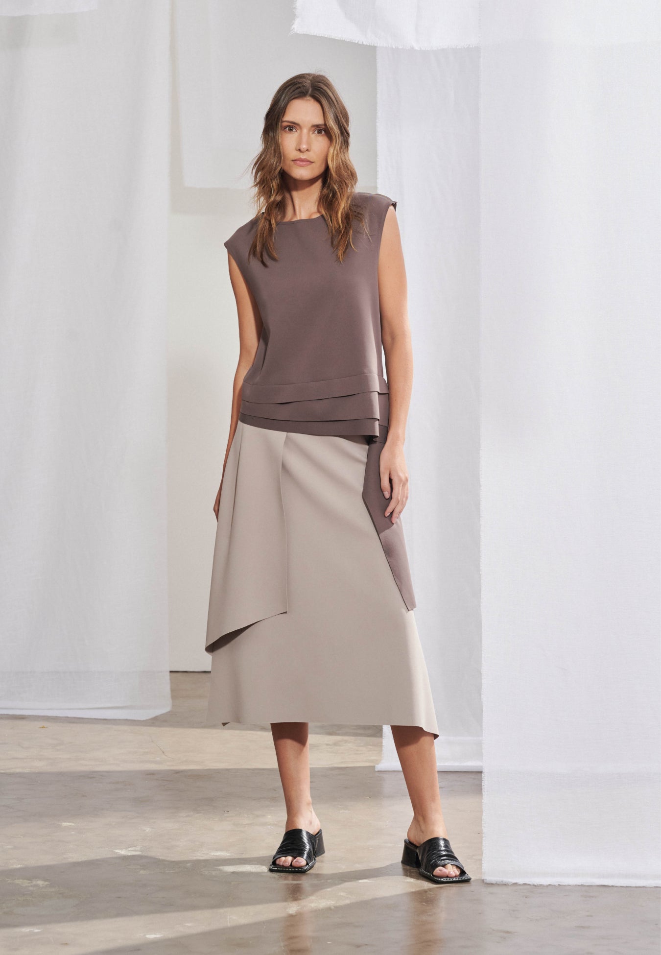 Blusa Decote Canoa Camadas