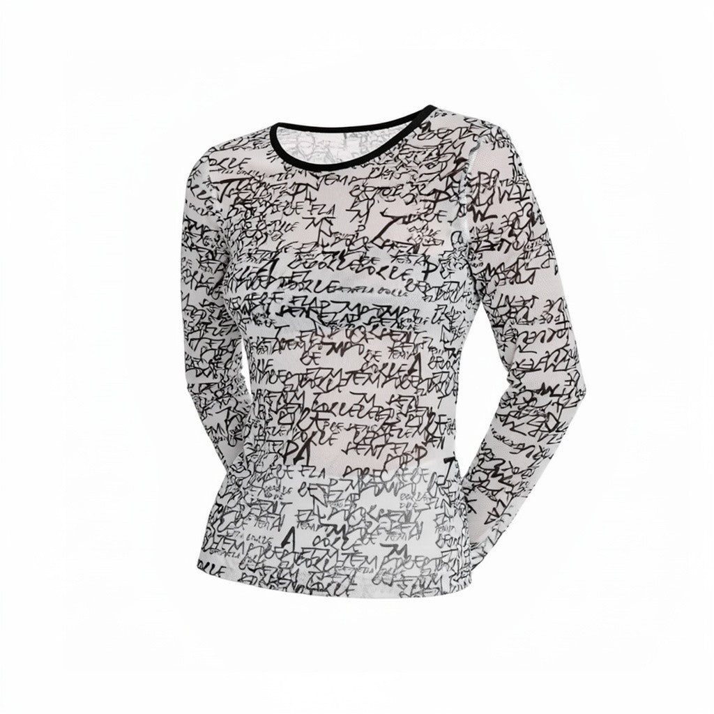 Blusa Tule Manga Longa Estampa