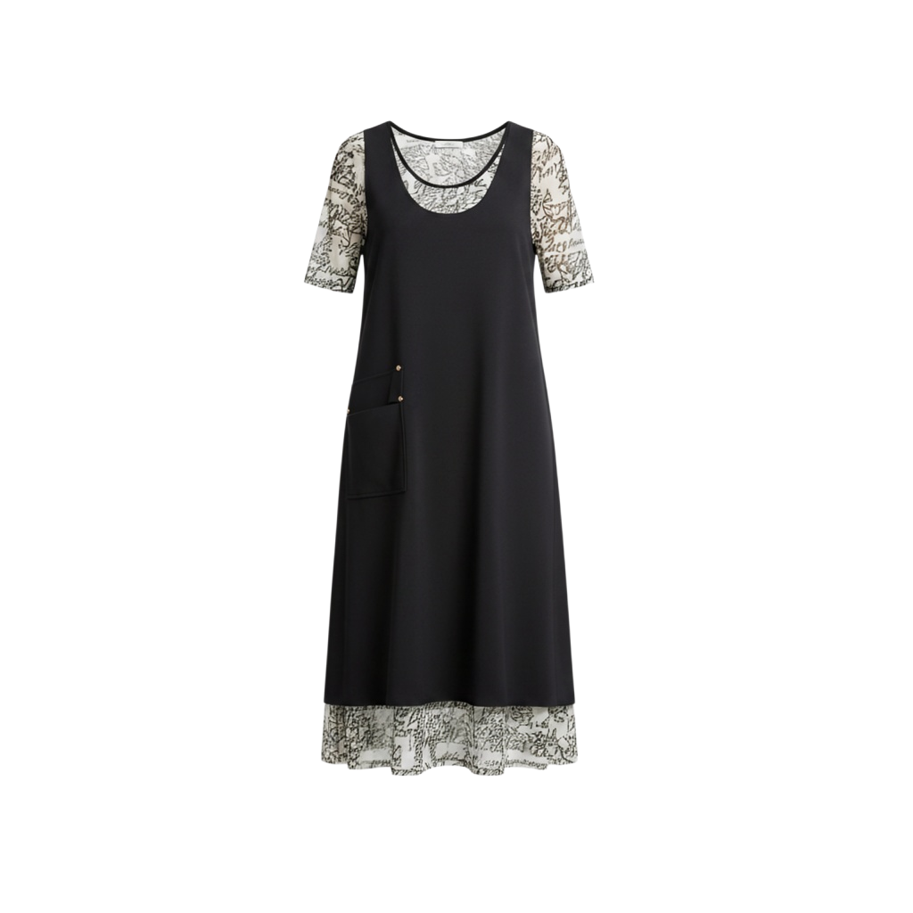 Vestido Tule Sobreposição Tech